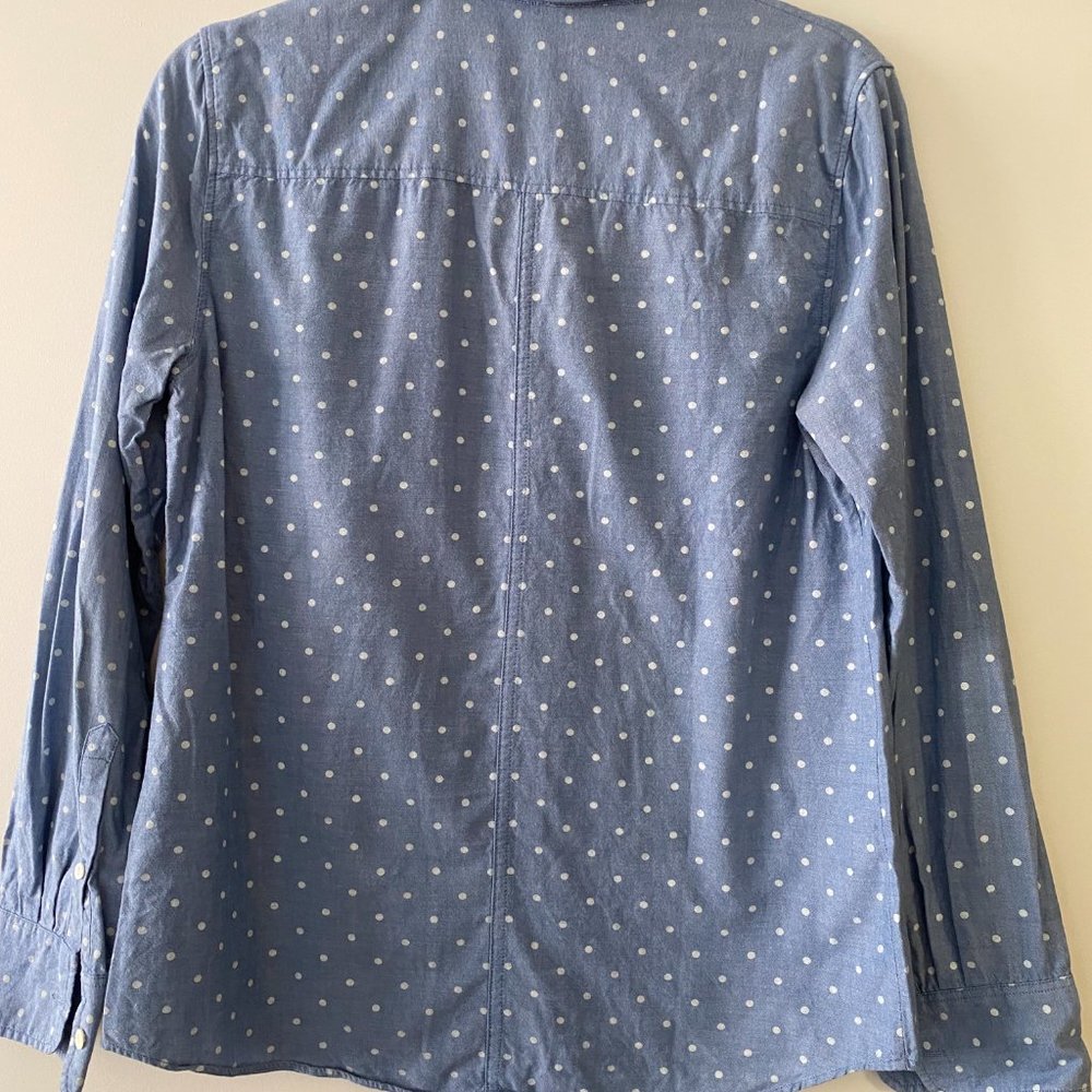 J. Crew Chambray Button Down With Polka Dots - image 2